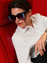 GINEVRA - Tricolour Shiny Blue/Light Blue/Beige