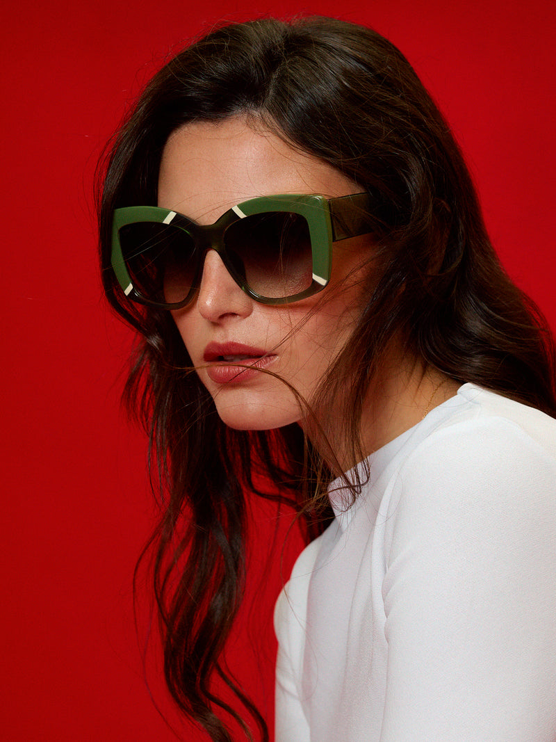 GINEVRA - Bicolour Shiny Green/Olive Green with Green